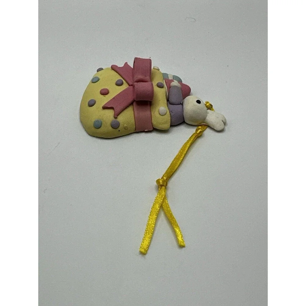 Silvestri Handcrafted Bunny Gift Sack Ornament Pastel Polka Dot Vintage Easter
